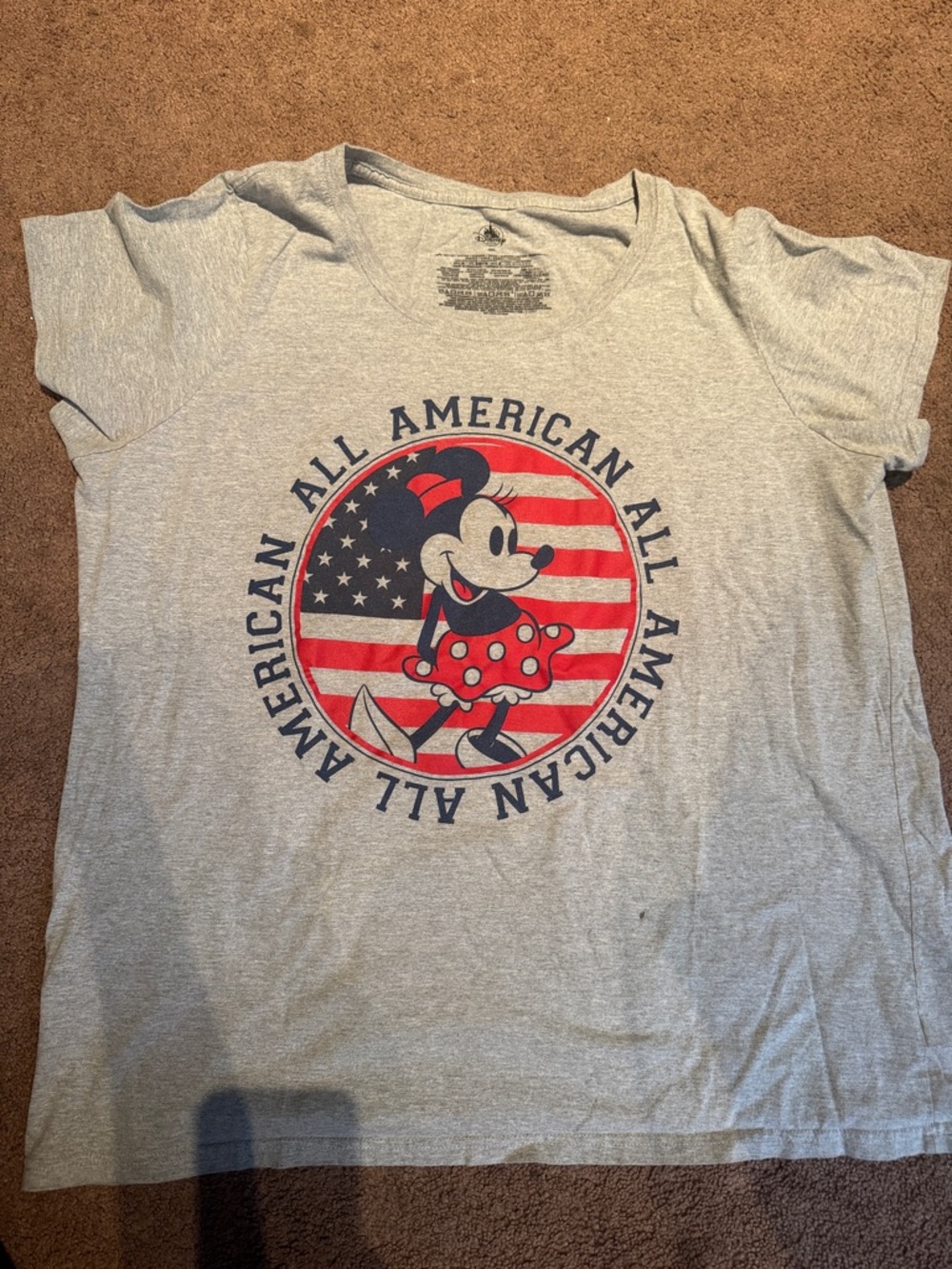 Minnie Mouse 'All American' Graphic Tee - Gray with Red & Navy - Disney store